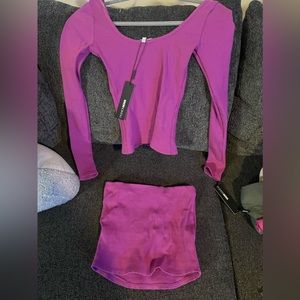 Magenta Mini skirt set